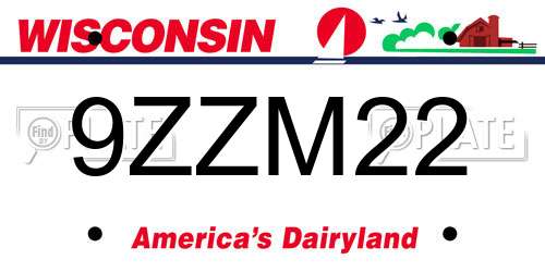 9ZZM22 Wisconsin License Plate
