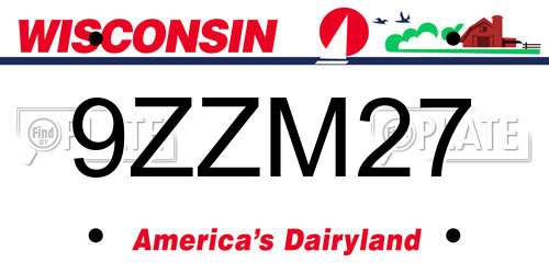 9ZZM27 Wisconsin License Plate