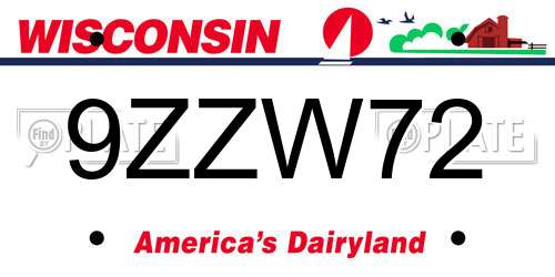 9ZZW72 Wisconsin License Plate