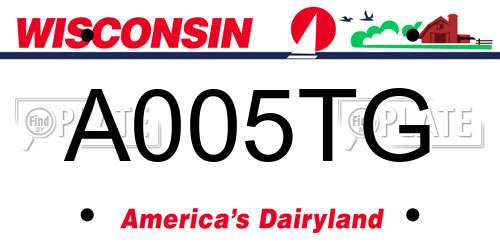 A005TG Wisconsin License Plate