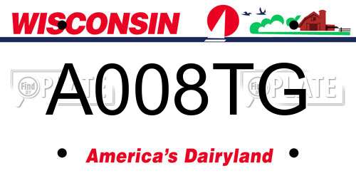 A008TG Wisconsin License Plate