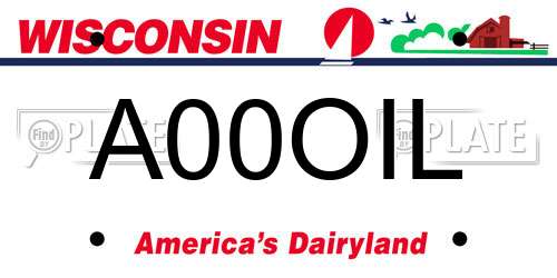 A00OIL Wisconsin License Plate