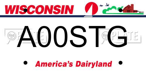 A00STG Wisconsin License Plate