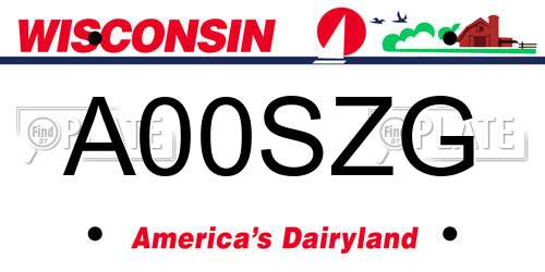 A00SZG Wisconsin License Plate