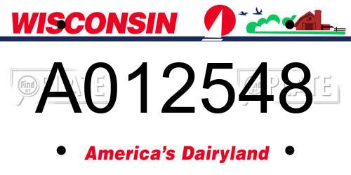 A012548 Wisconsin License Plate