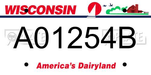 A01254B Wisconsin License Plate