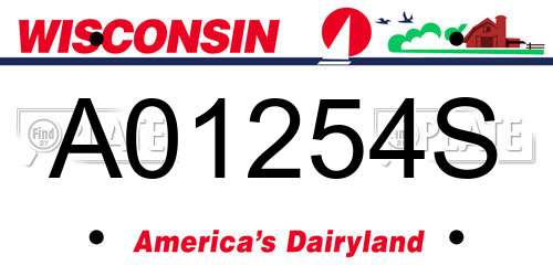 A01254S Wisconsin License Plate