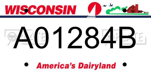A01284B Wisconsin License Plate
