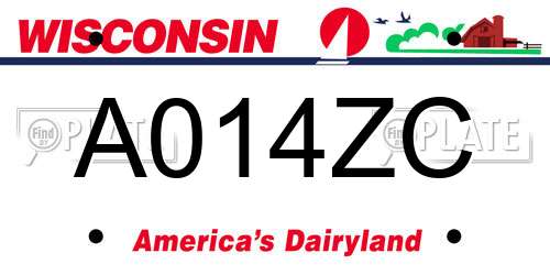 A014ZC Wisconsin License Plate