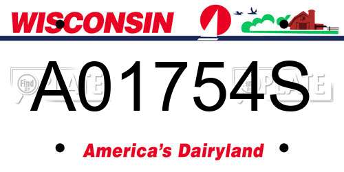 A01754S Wisconsin License Plate
