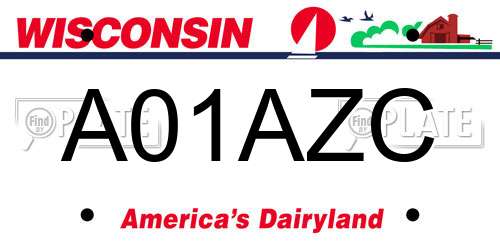 A01AZC Wisconsin License Plate