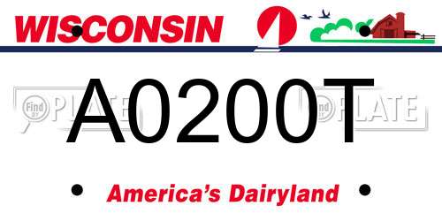 A0200T Wisconsin License Plate