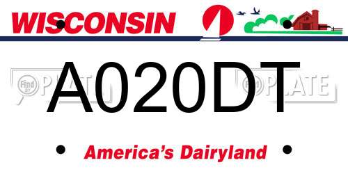 A020DT Wisconsin License Plate
