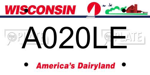 A020LE Wisconsin License Plate