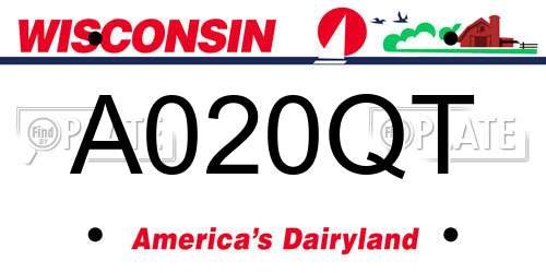 A020QT Wisconsin License Plate