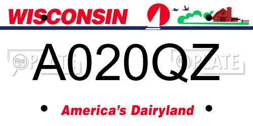 A020QZ Wisconsin License Plate