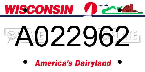 A022962 Wisconsin License Plate
