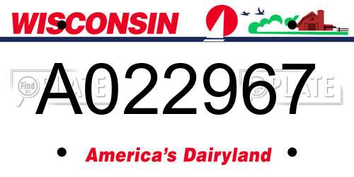 A022967 Wisconsin License Plate