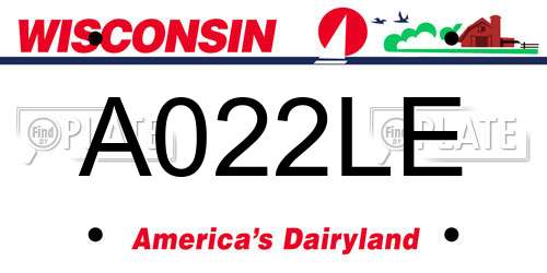 A022LE Wisconsin License Plate