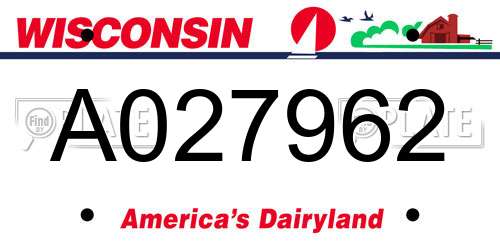 A027962 Wisconsin License Plate