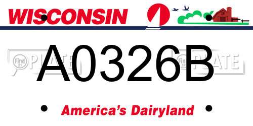 A0326B Wisconsin License Plate
