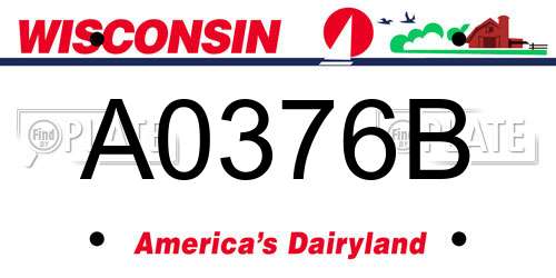 A0376B Wisconsin License Plate