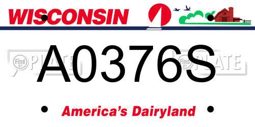A0376S Wisconsin License Plate