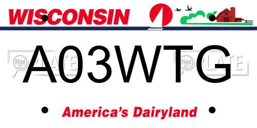 A03WTG Wisconsin License Plate
