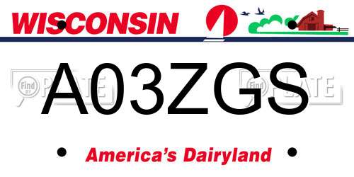 A03ZGS Wisconsin License Plate