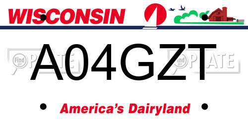 A04GZT Wisconsin License Plate