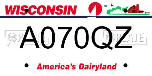 A070QZ Wisconsin License Plate