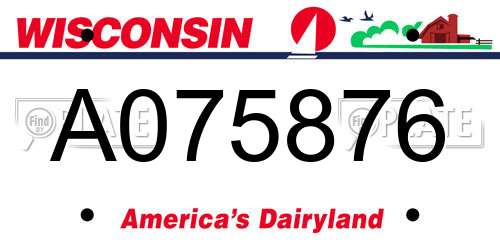 A075876 Wisconsin License Plate
