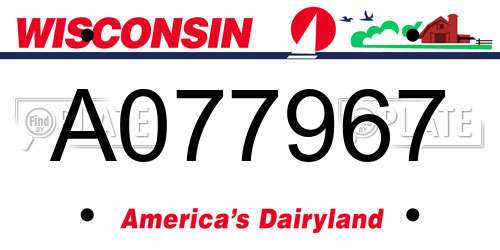 A077967 Wisconsin License Plate