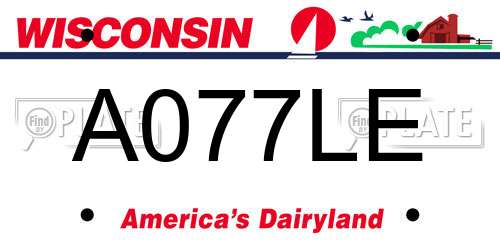 A077LE Wisconsin License Plate