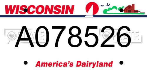 A078526 Wisconsin License Plate
