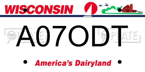 A07ODT Wisconsin License Plate