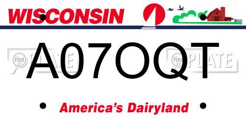 A07OQT Wisconsin License Plate