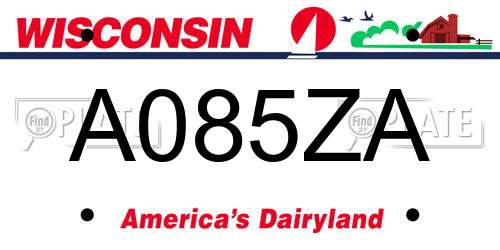 A085ZA Wisconsin License Plate