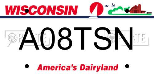 A08TSN Wisconsin License Plate