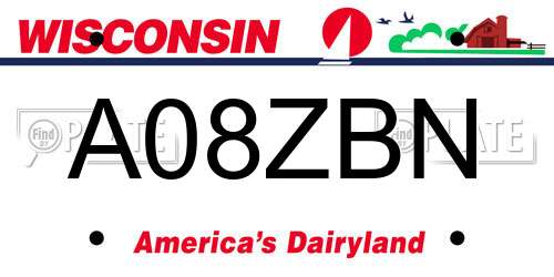 A08ZBN Wisconsin License Plate
