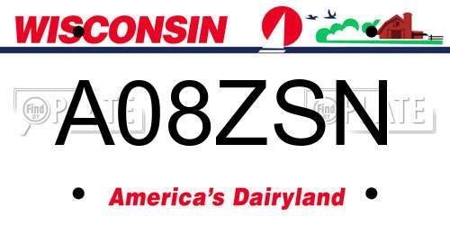A08ZSN Wisconsin License Plate