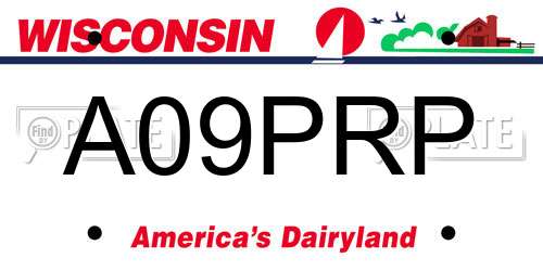 A09PRP Wisconsin License Plate