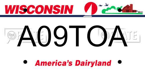 A09TOA Wisconsin License Plate