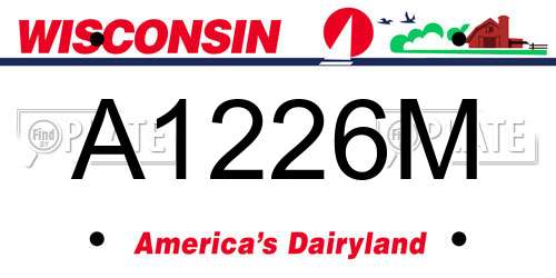 A1226M Wisconsin License Plate