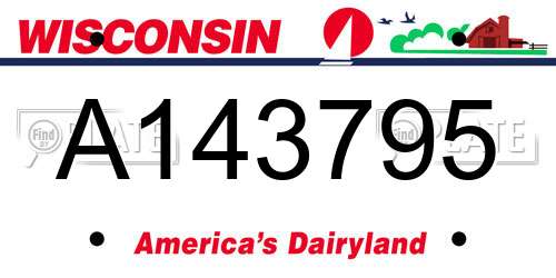 A143795 Wisconsin License Plate