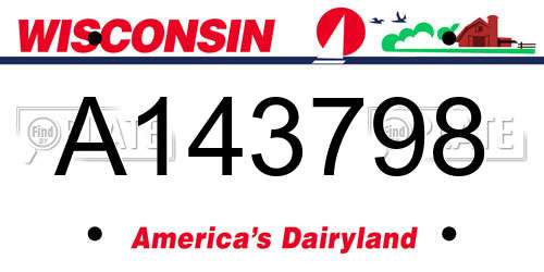 A143798 Wisconsin License Plate