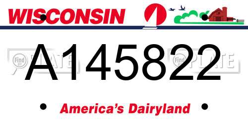 A145822 Wisconsin License Plate