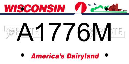 A1776M Wisconsin License Plate