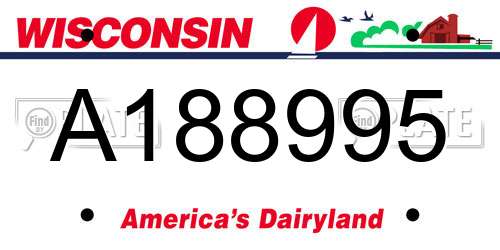 A188995 Wisconsin License Plate