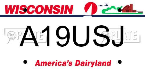 A19USJ Wisconsin License Plate